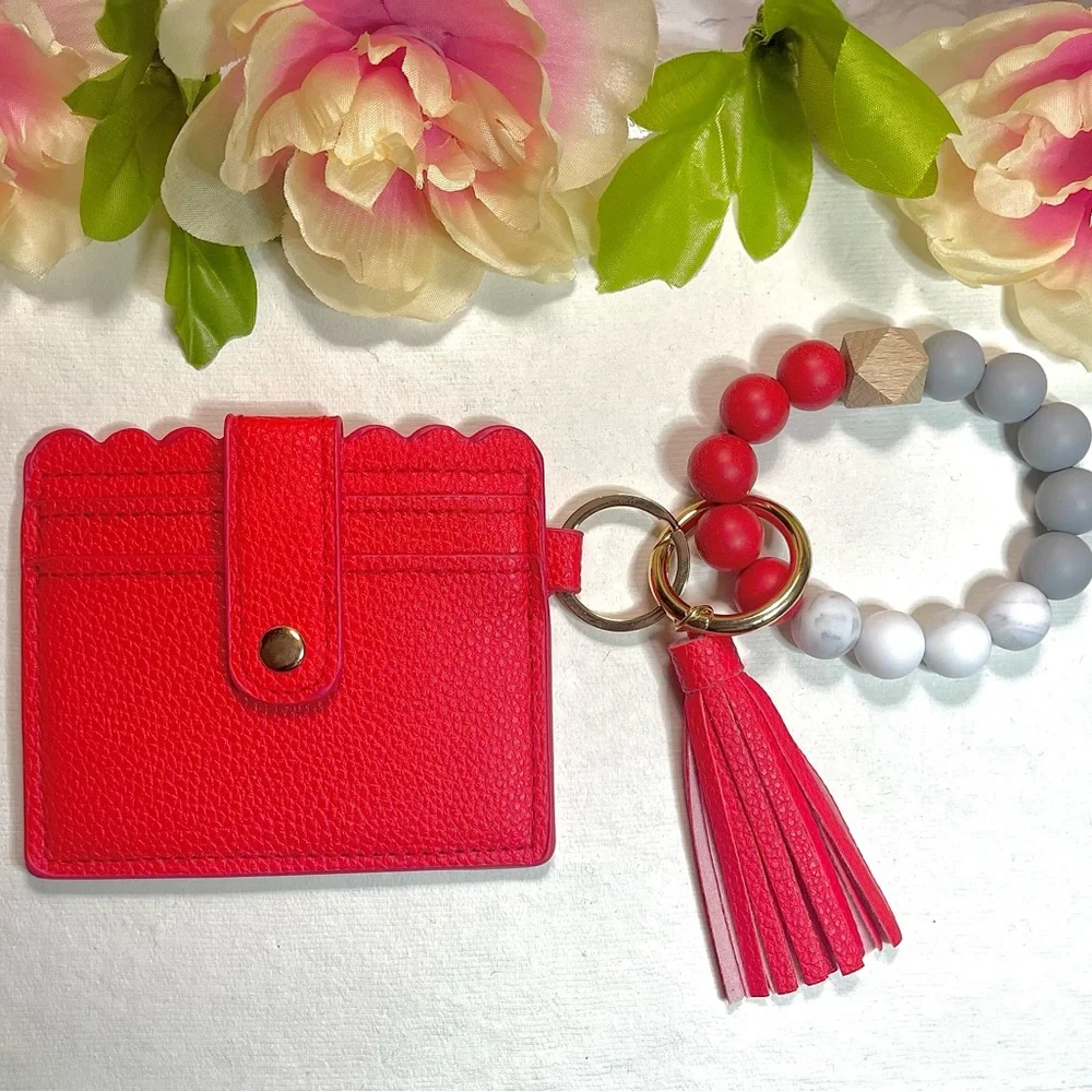 Wristlet Card Wallet Bracelet in Red - Picture 5 of 6